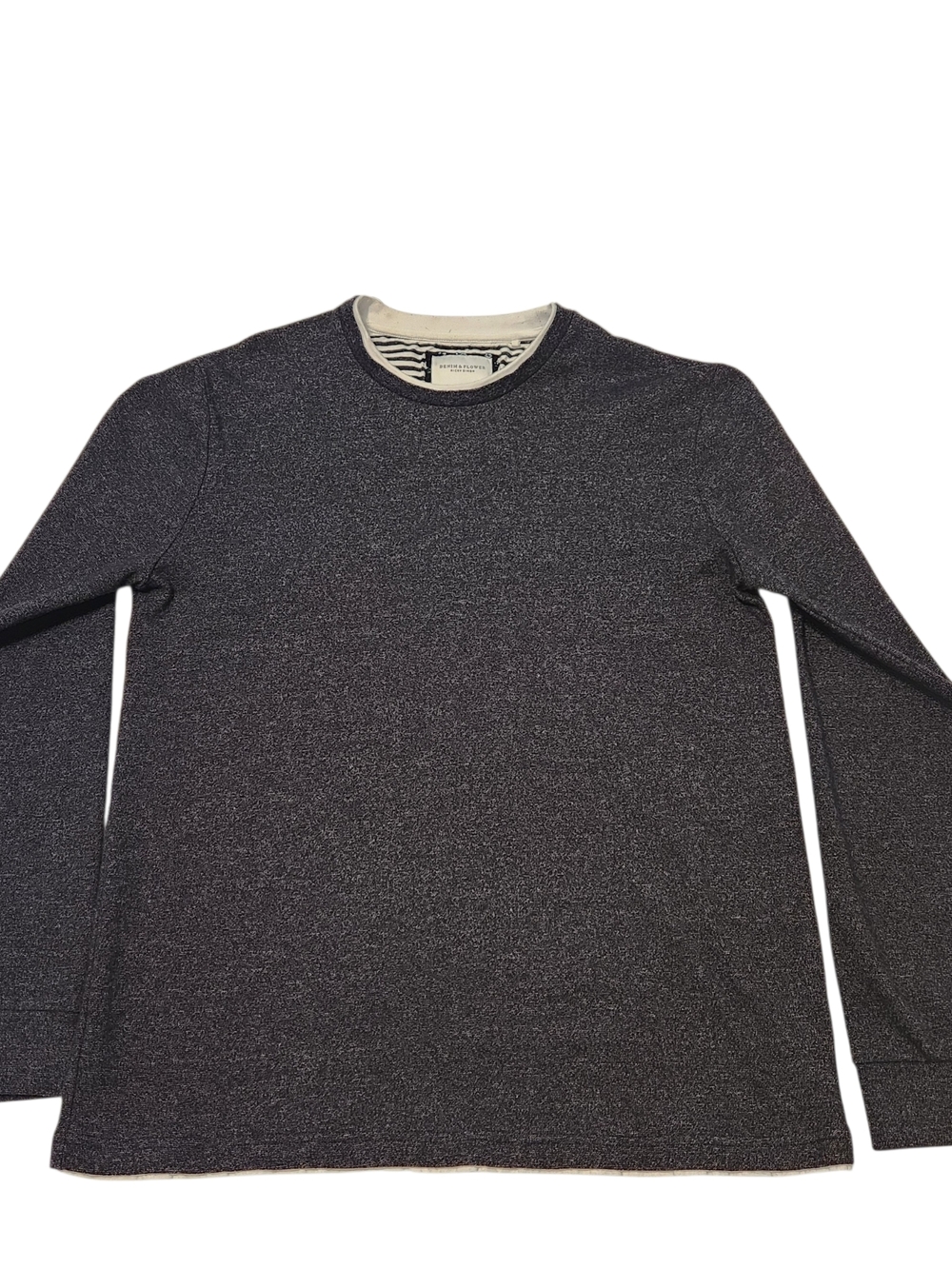 Men's Sweater Shirt Denim and Flower Ricky Singh Size Medium Charcoal Black